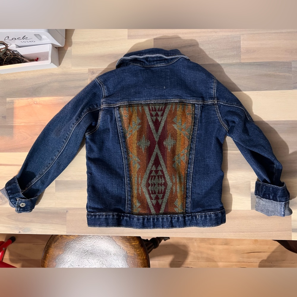 Toddler denim jacket with Pendleton wool